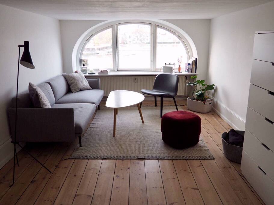Living room with lower ceiling
