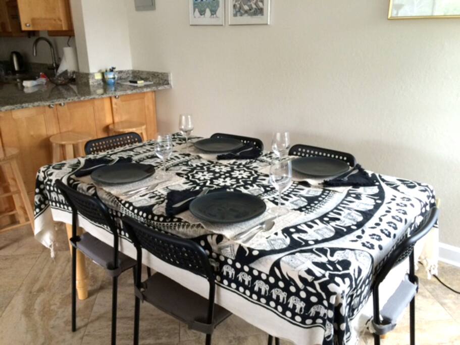 Dining room table. Seats 6 comfortably.