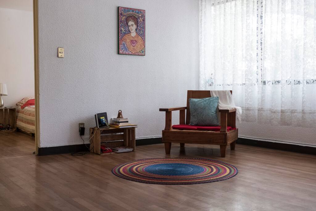 Nice sitting area for reading. Mexico City guidebook available for use during your stay.