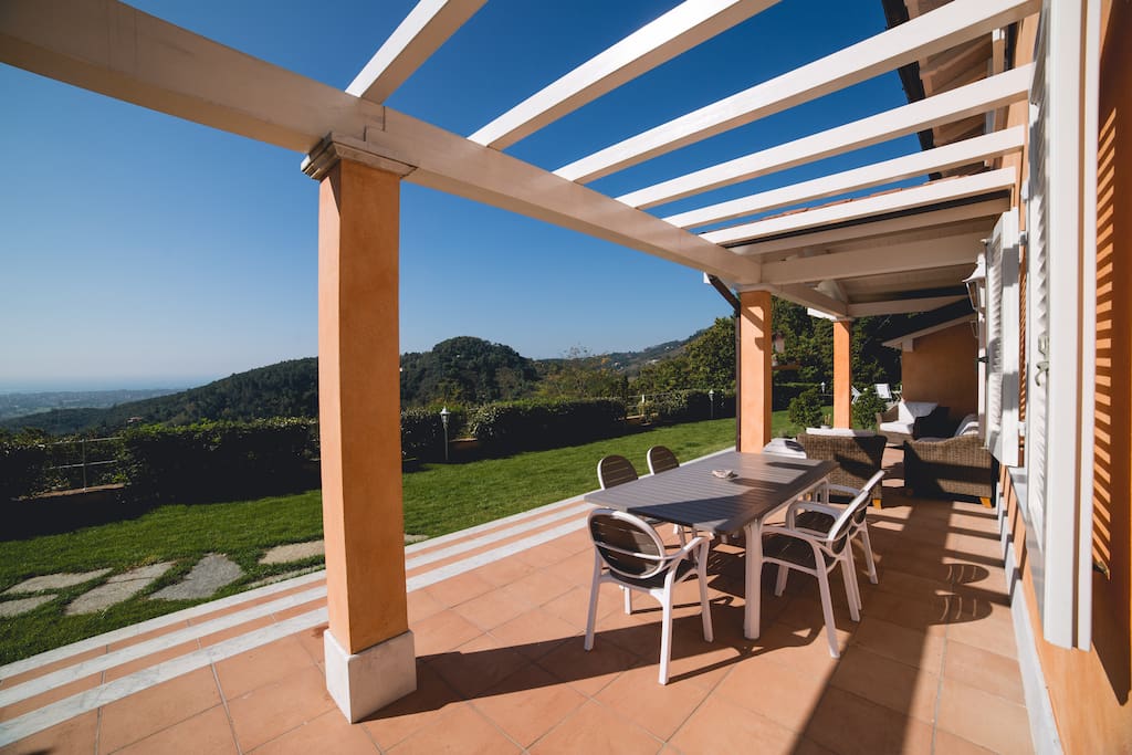 The porch overlooking the hills