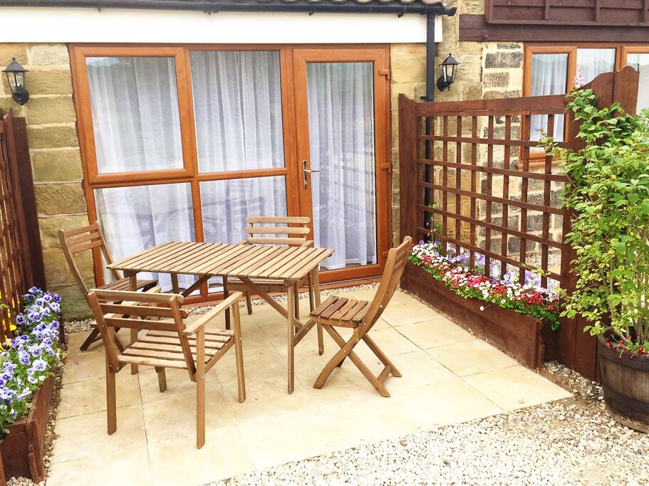Paved seating area