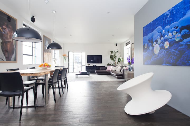 Spacious loft house with roof top on canal