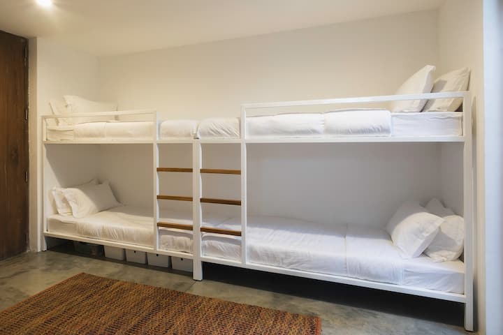 Downstairs double bunk kids bedroom with small private ensuite, 