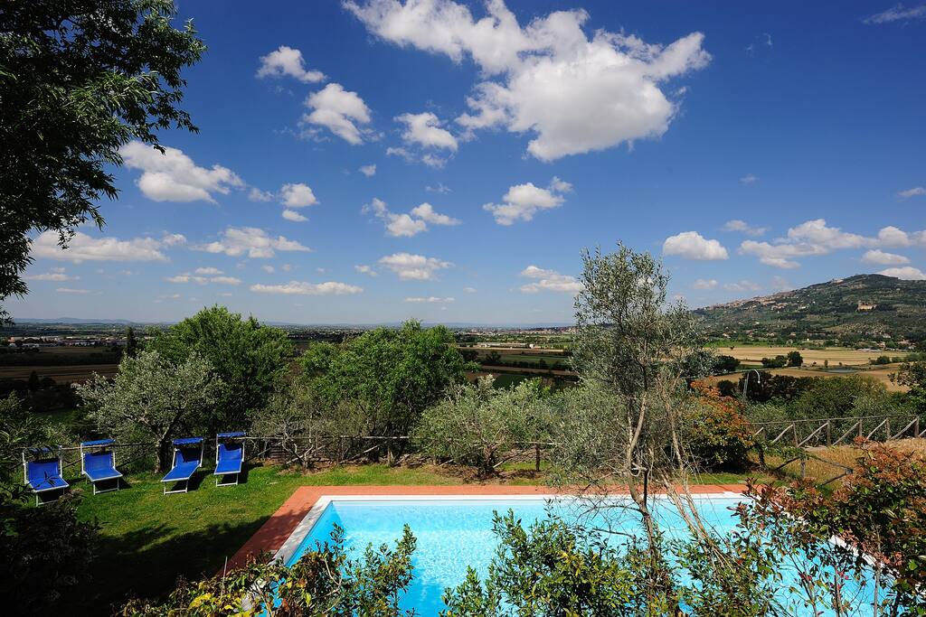 Private spacious yard/lawn with pool and spectacular view