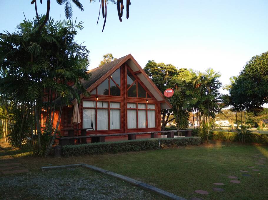 In front of house can be tent.