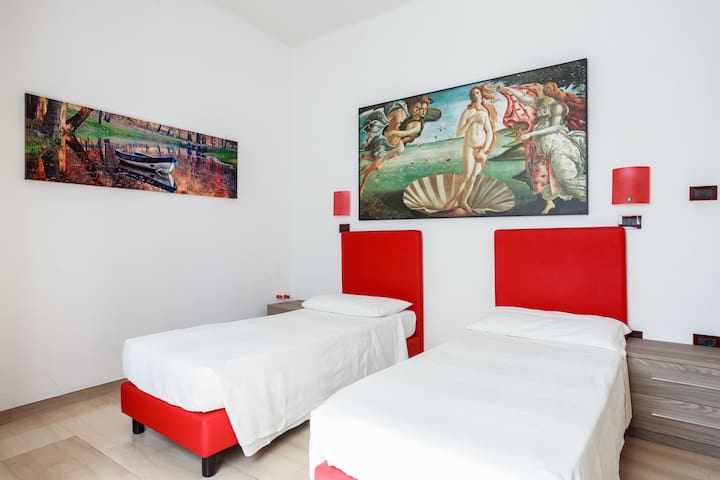 large, quiet, in front off the the Bologna’s fair