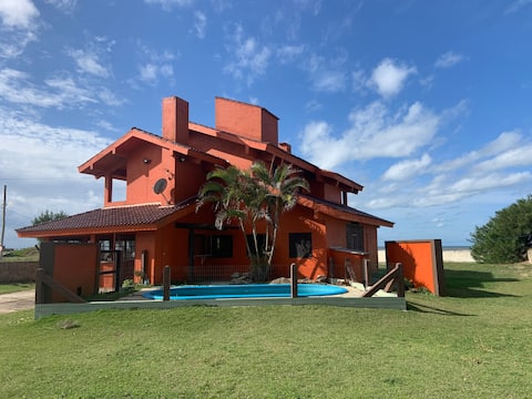 Beachfront house with pool