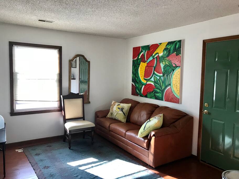 The Commons room has direct access from your private patio and entrance/exit. It contains Netflix tv, coffee/tea assortments, toaster, microwave, and a small refrigerator. Continental bfast items, condiments, and snacks are onsite. Kids pac n play