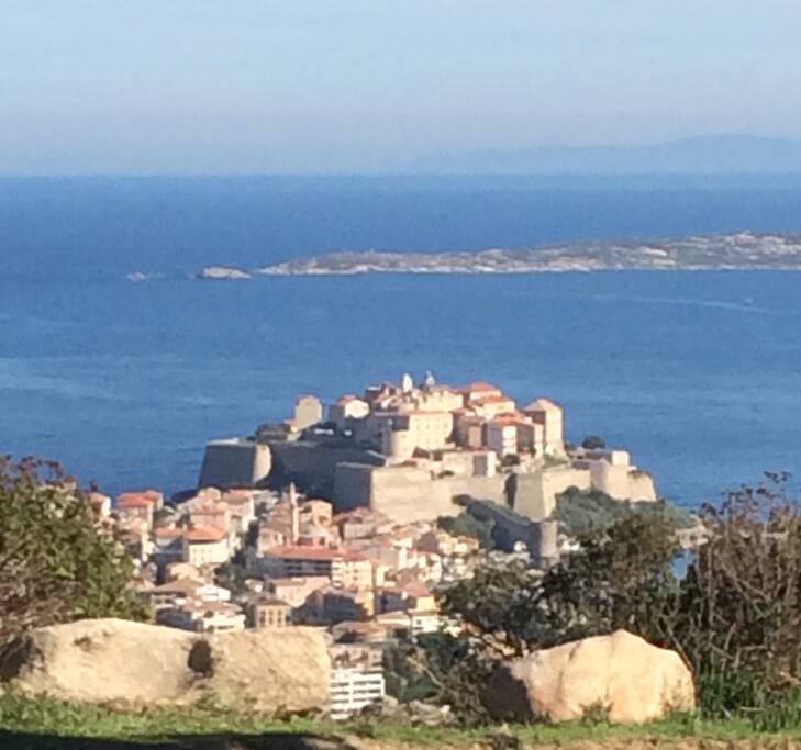 Calvi vu des hauteurs accessibles à pied à partir de l'appartement
