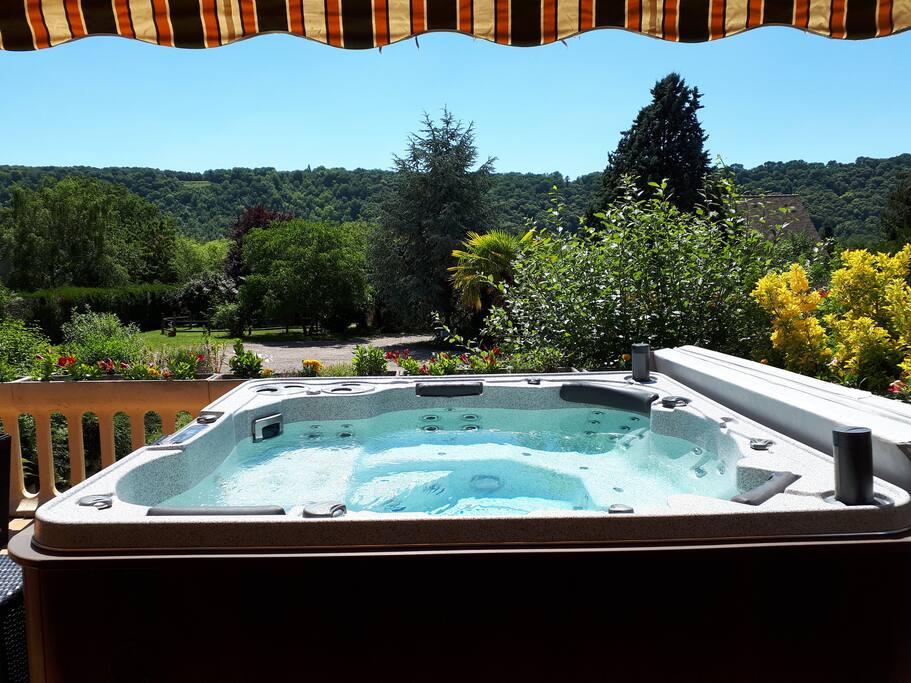 Jacuzzi avec vue sur jardin