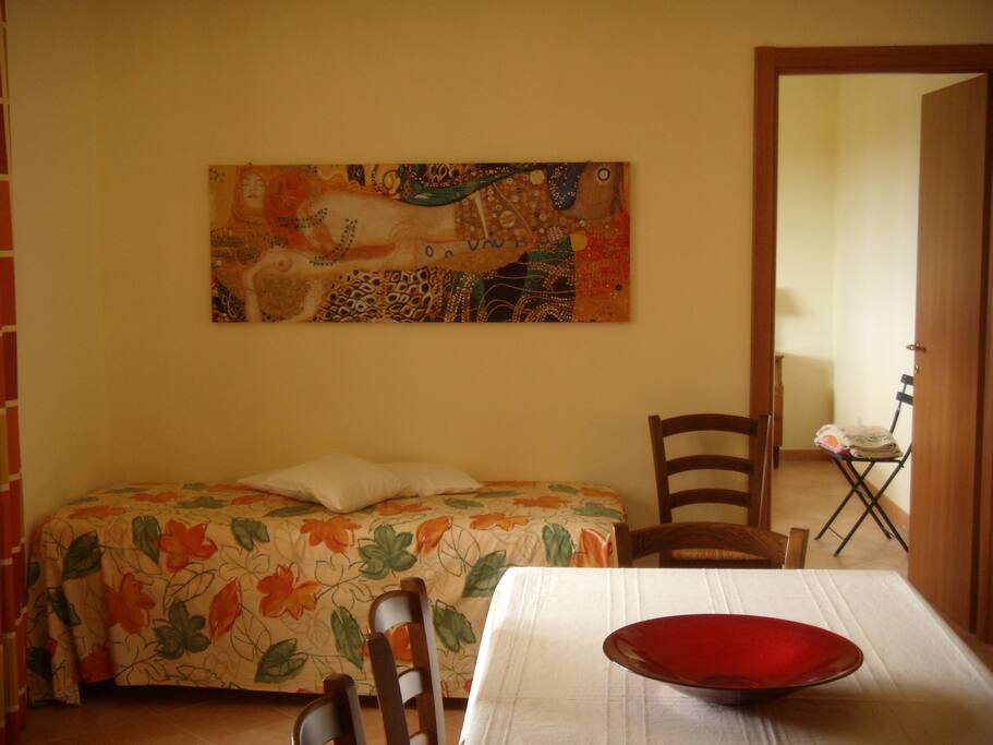 Single bed in living room