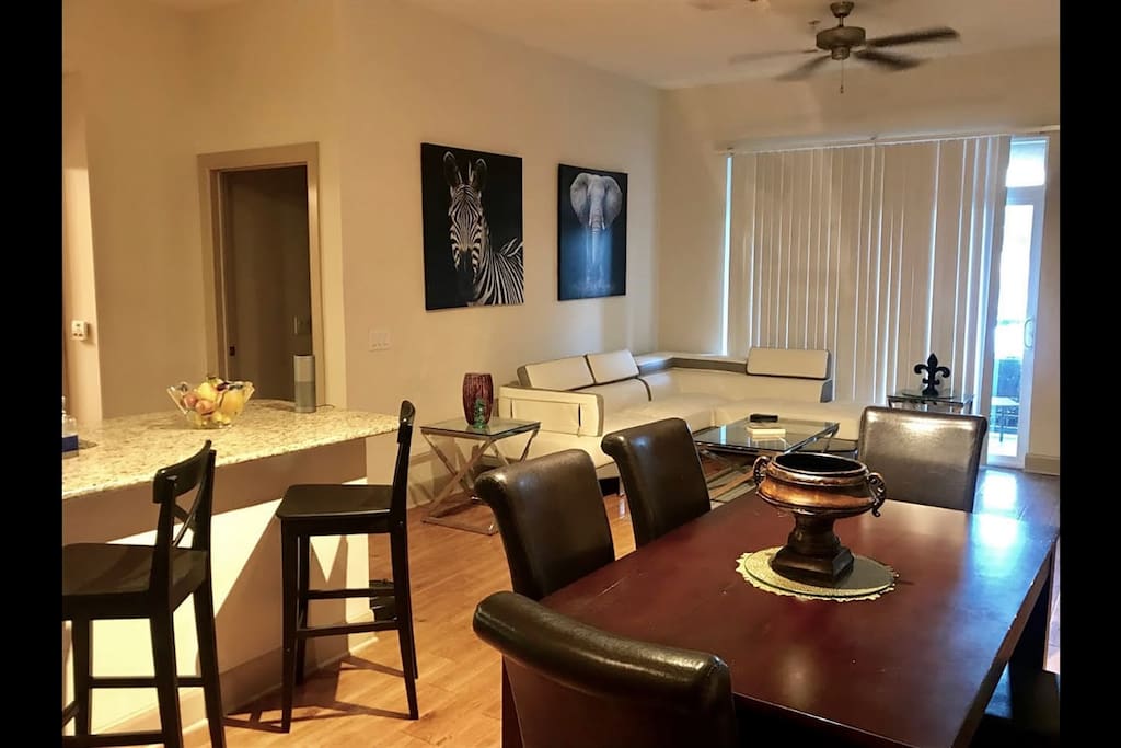 Open plan kitchen / dining / living area