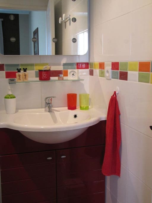 salle de douche colorée