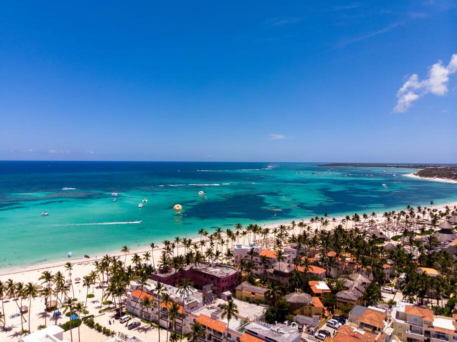 View of the beach from above the condo