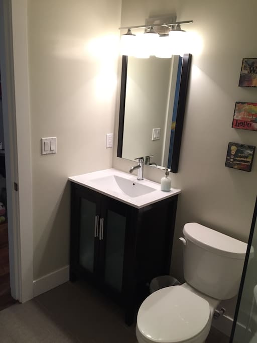 Bathroom to be shared between two rental rooms.
