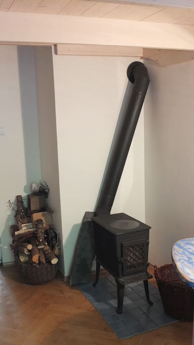 There is wood stove. (this is not for flat heating)