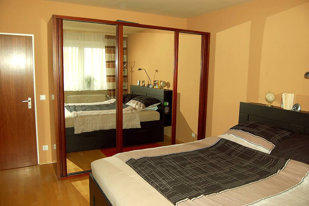 A large wardrobe is available.