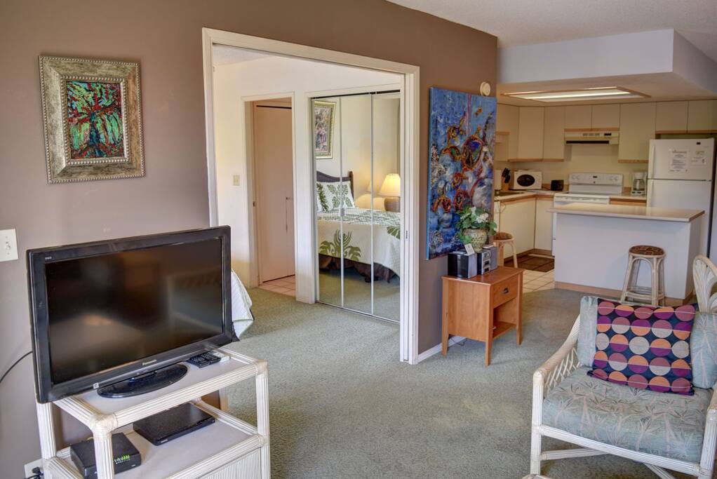 Living area with flat screen tv