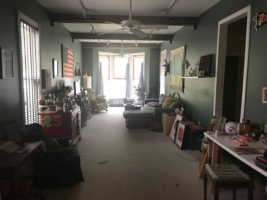 This is our very long living room.