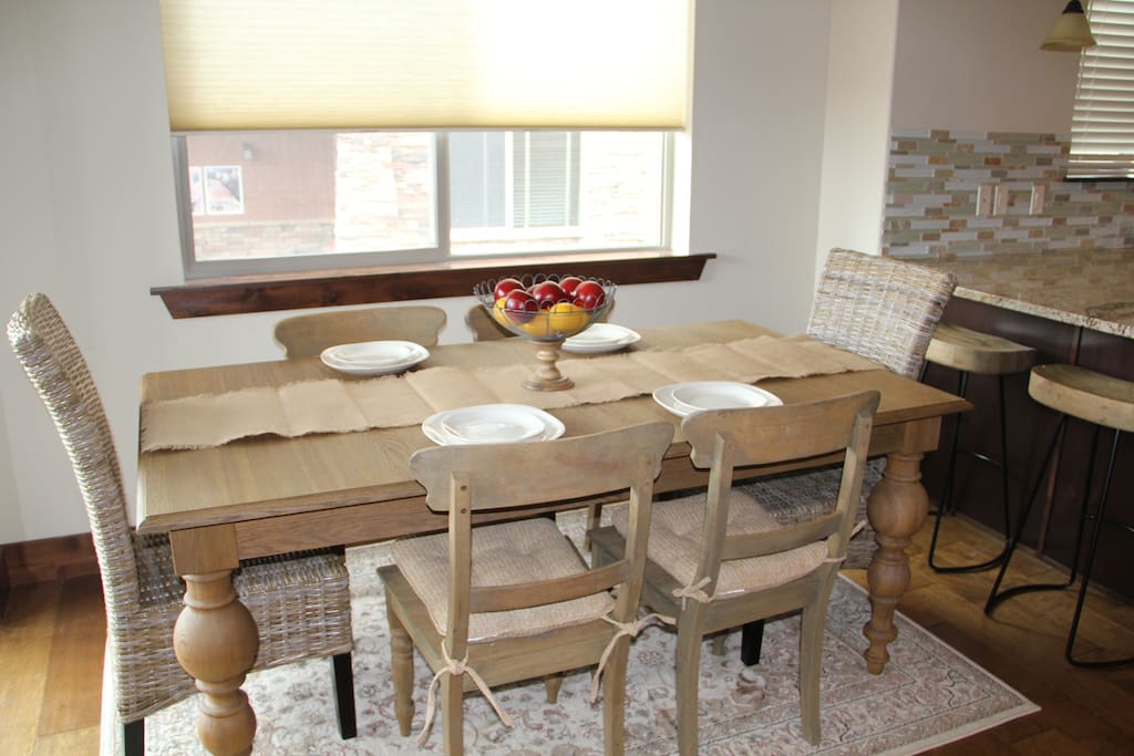Dining Table. Seating for at least 8 as it has an extension