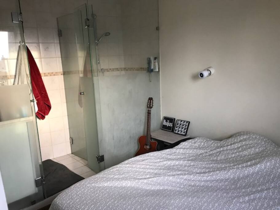 bedroom and shower