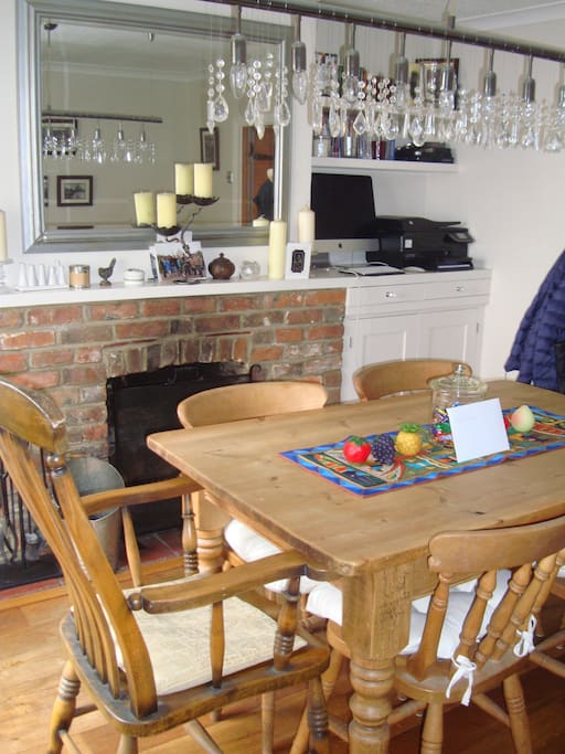 Dining room with open fire which can be used.