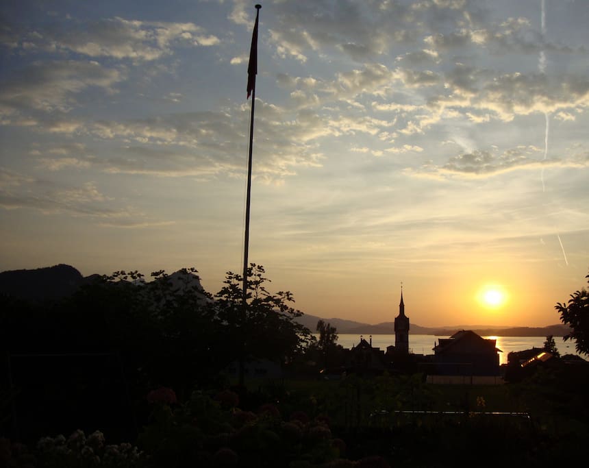 Romantische Abendstimmung, Aussicht vom Zimmer
