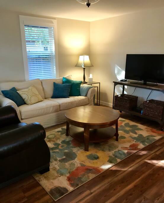 Comfy seating, tv, cable and wifi.