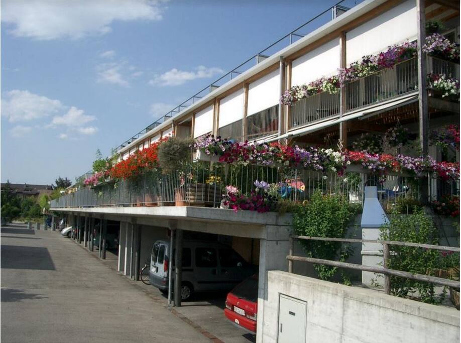 Outside view, we are in the middle of these houses