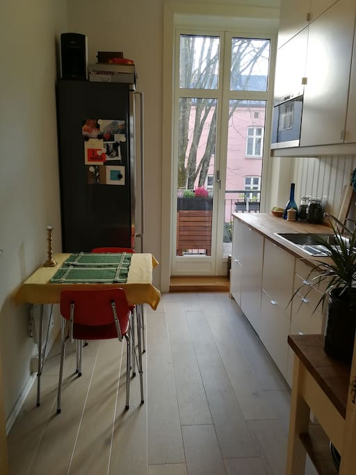 Kitchen with entry to balcony