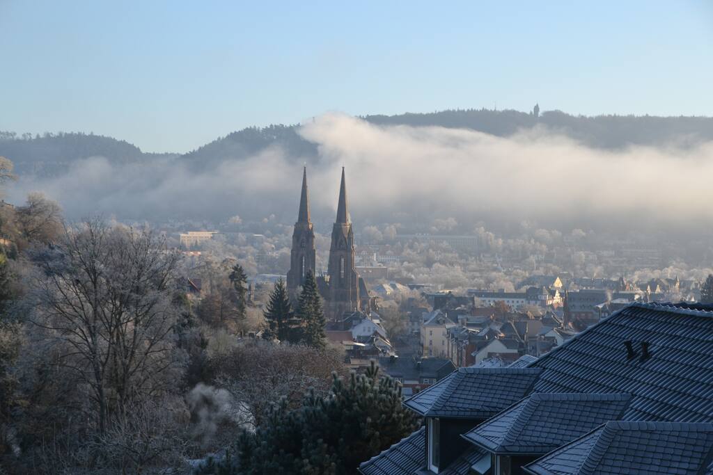 Dieses Bild wurde von etwas weiter oben im Haus fotografiert, die Blicke aus deiner potentiellen Whg sind jedoch ähnlich, sh. nachfolgende Bilder