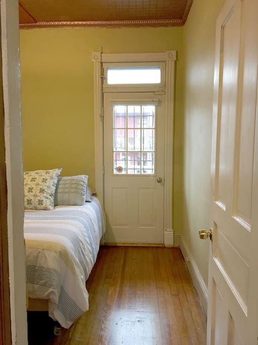 Your room is straight ahead at the top of the staircase