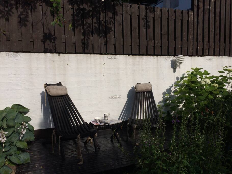 Upper terrace for morning coffee in the sun
