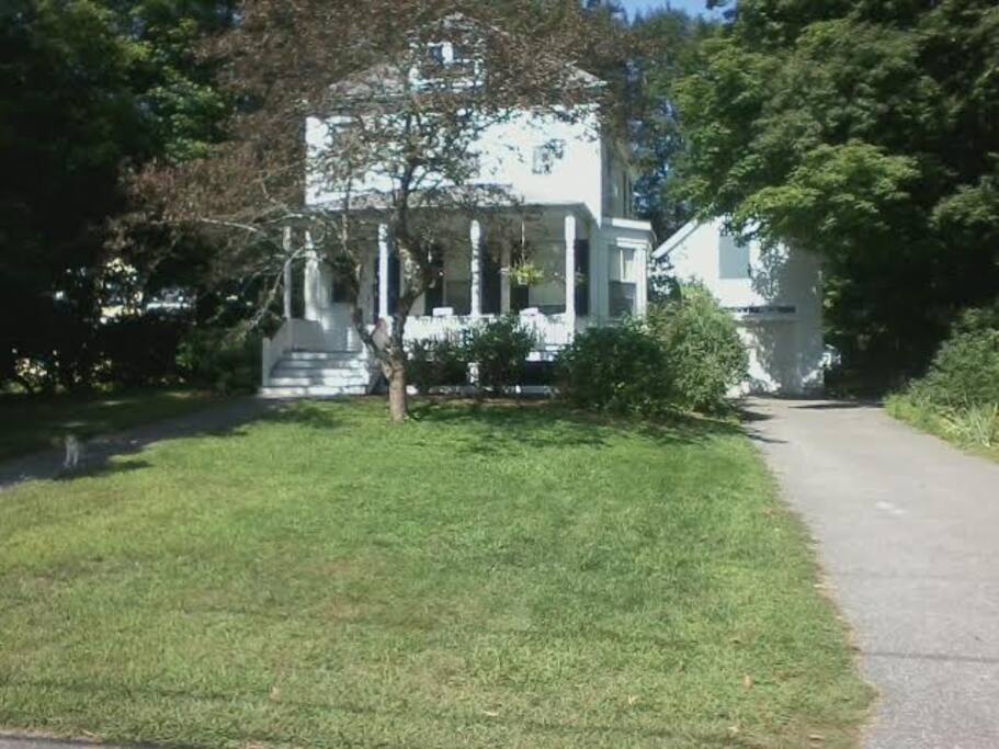 House is set back from the street