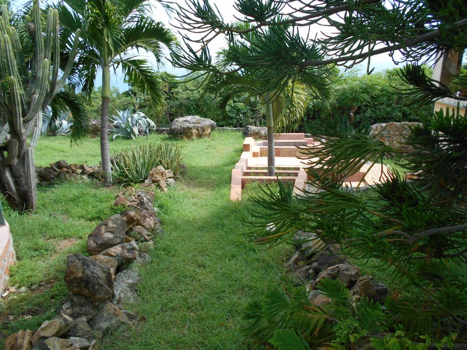 Garden with partial ocean view