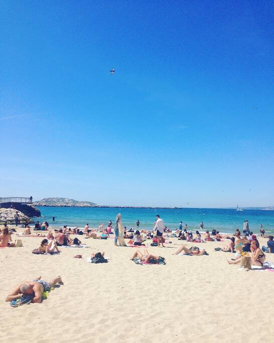 The local beach in May, only 3 minutes away from the apartment.