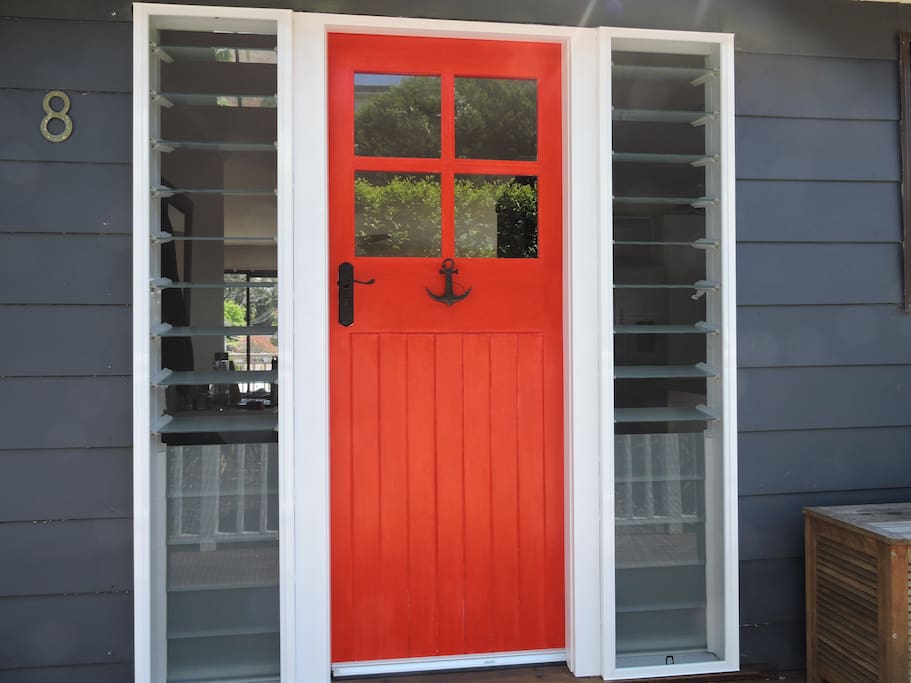 Gorgeous reclaimed door and louvers allowing the southerly ocean breeze.