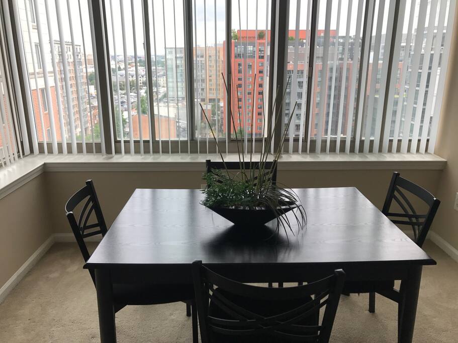 Dining table in sunroom