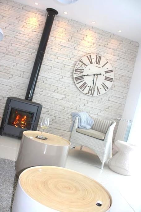 Living Room With Real Fire