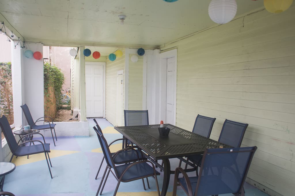 Another view of the patio. The back door leads to your laundry room, the door on the right to the downstairs living space.