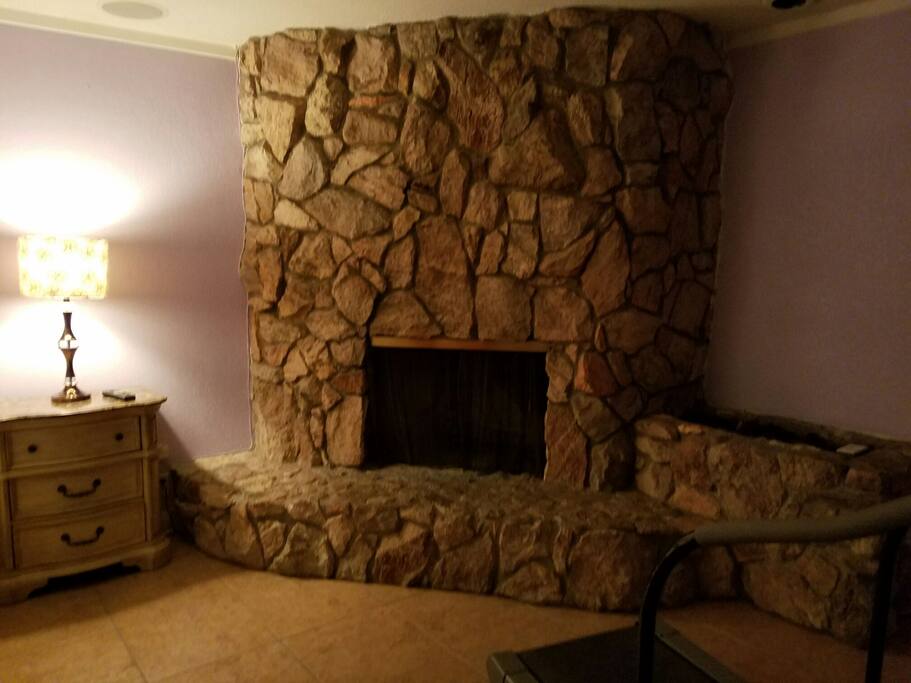 Real burning fireplace.