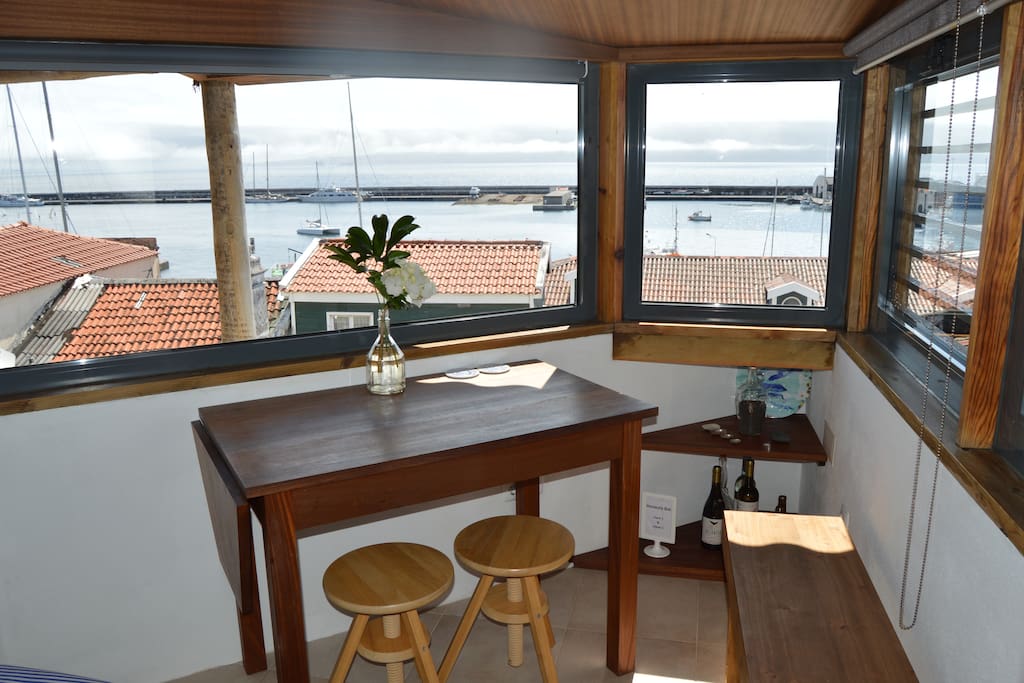 Amazing 180º view to Horta harbour, Pico and São Jorge
