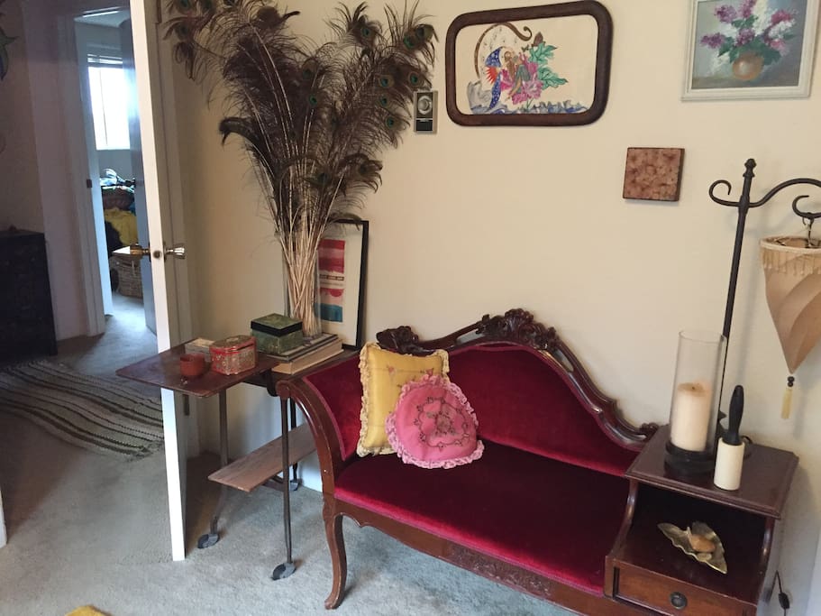 Antique velvet settee