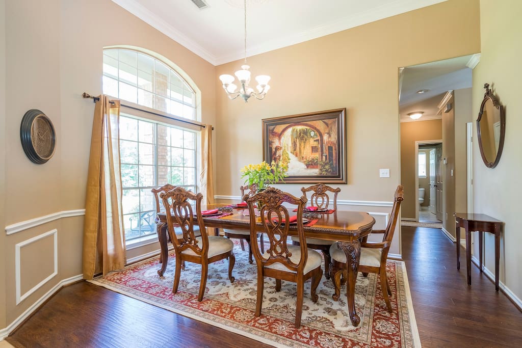 Dining room with seating for six.