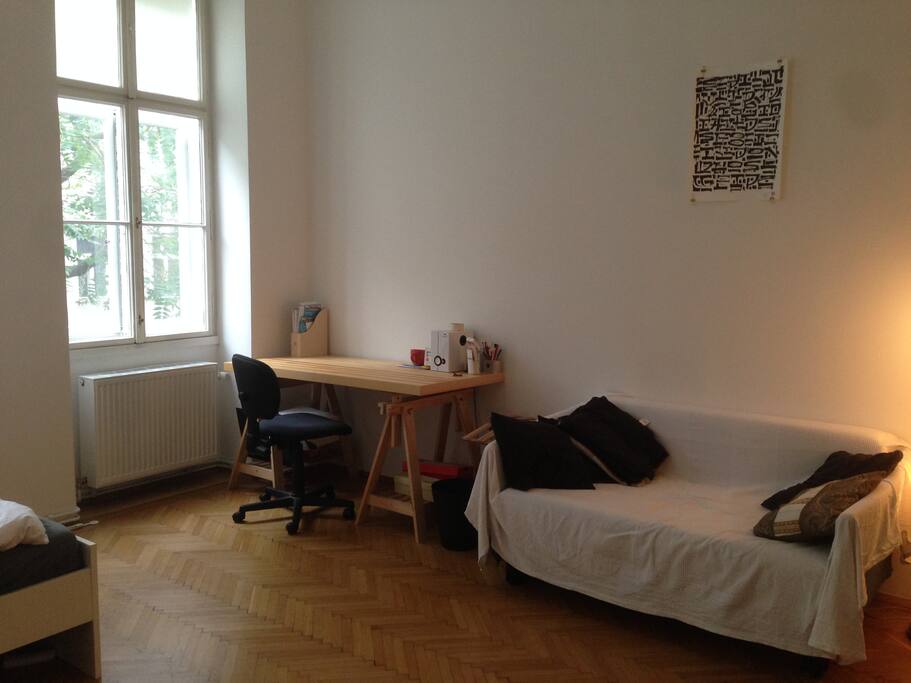 desk and couch