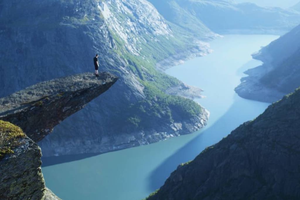 Trolltunga: 1,5 hour away by car to where the path begins.