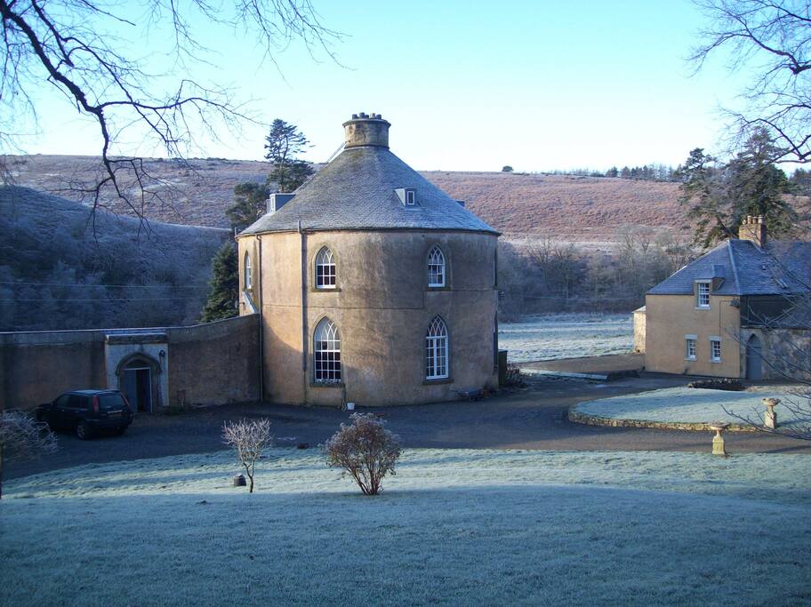 Frosty day. Flat is to the left of the Round House
