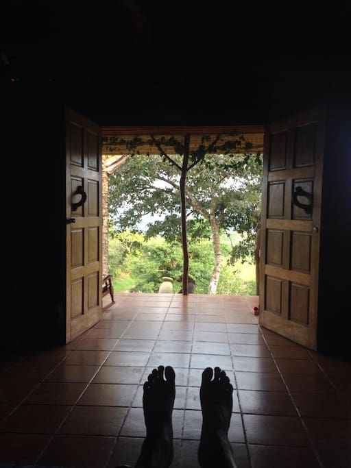 View from bed in the main room with all the windows closed.