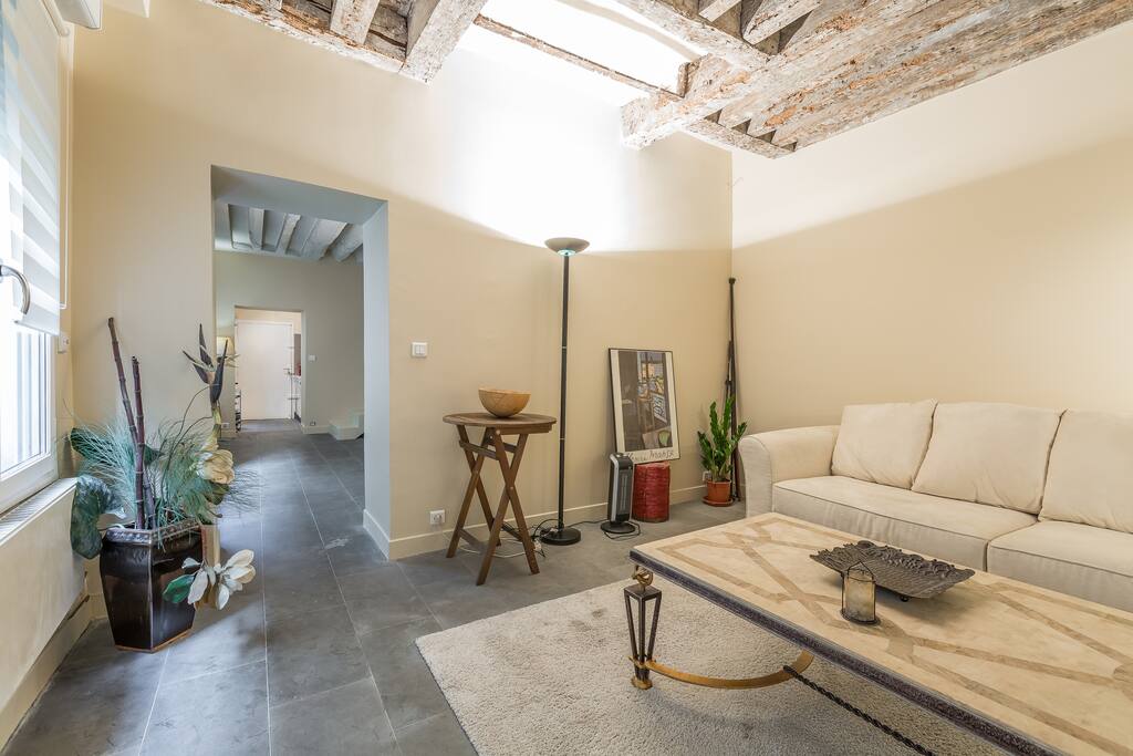 Living room with very comfortable sofa bed for 2