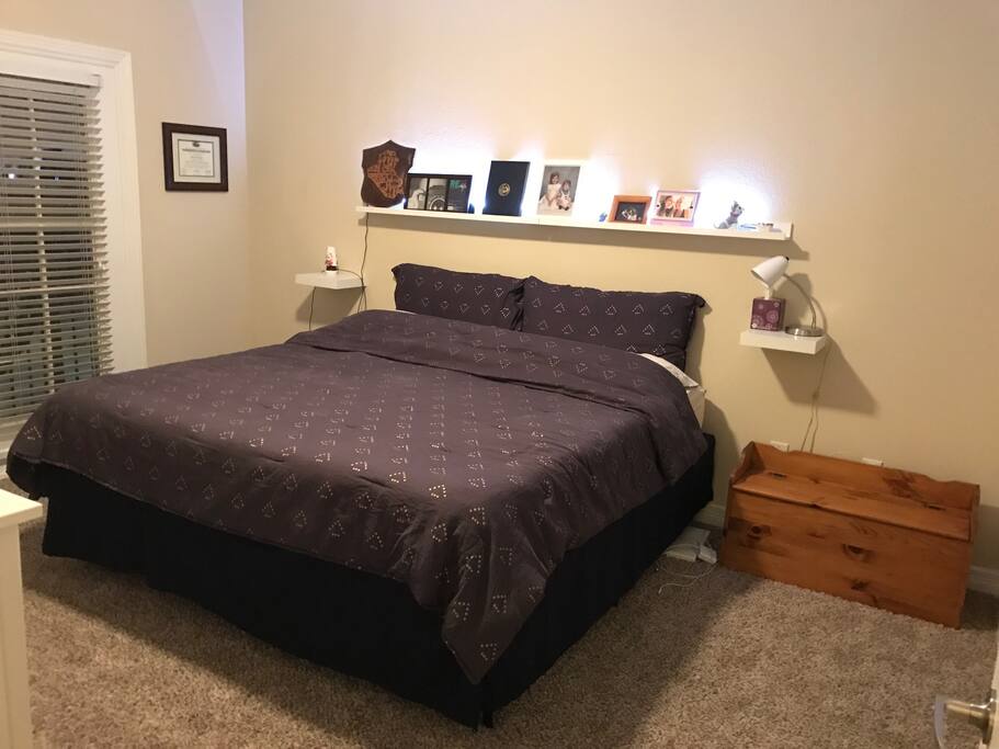 Bedroom with King size, luxurious, memory foam bed